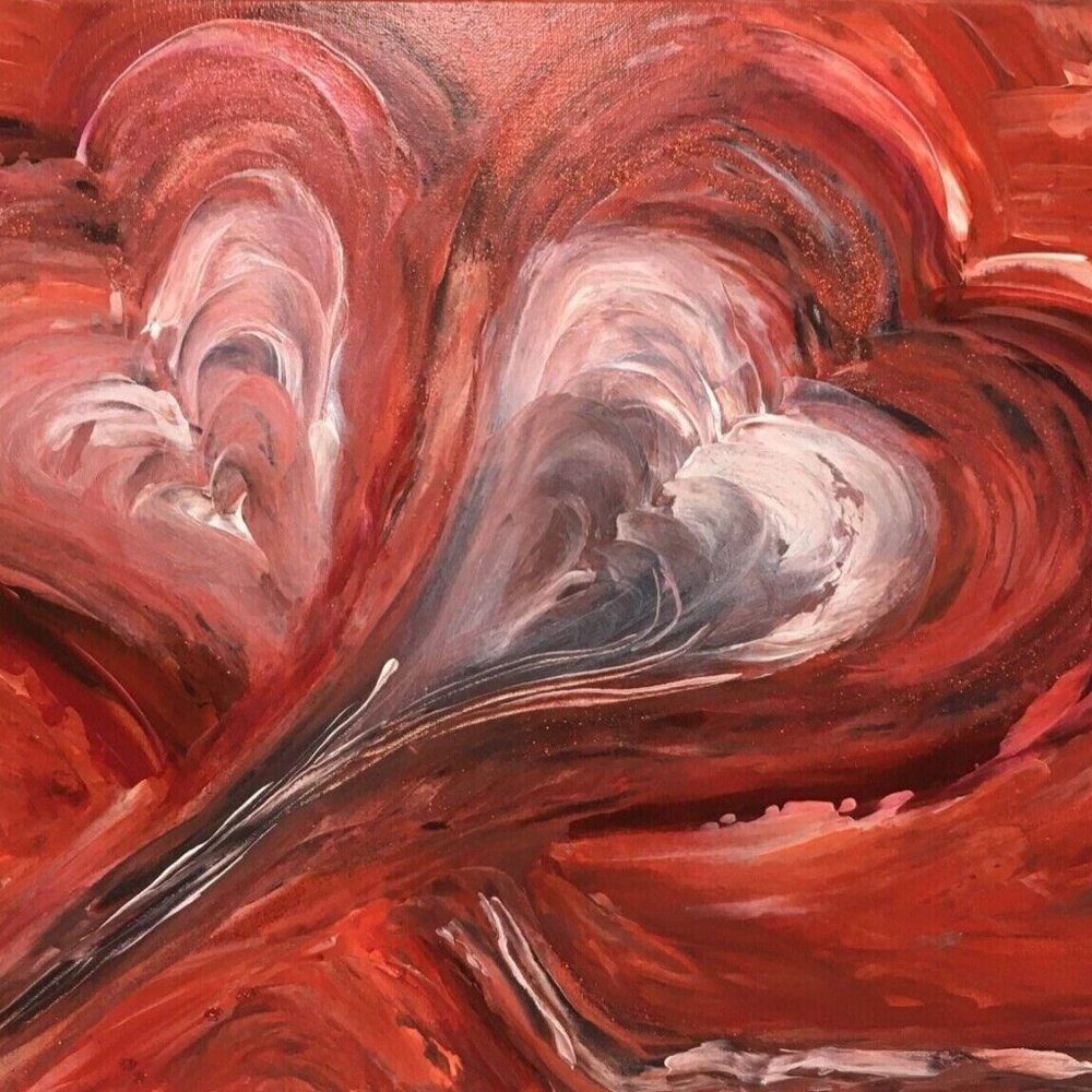 Romantic Hearts Painting Original Artwork Medium Wall Decor - Picture 10 of 16